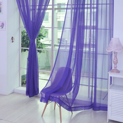 

2pcs Tulle Curtains Window Living Room Sheer Voile Curtains Home Decoration