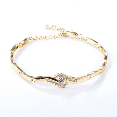 

Stainless Steel Anklets with Cubic Zirconia Lobster Claw Clasps Golden 9"230mmx9mm