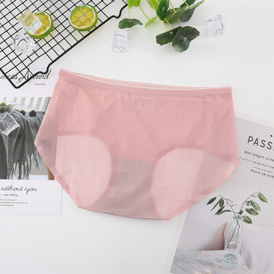 

Women Solid Seamless Panties Transparent Super Thin Mesh Mid Waist Briefs Lingerie Thongs Underwear Female Panties