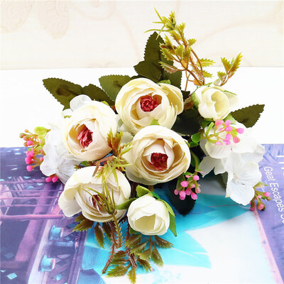 

Toponeto 1 Bouquet Vintage Artificial Peony Silk Flowers Bouquet for Decoration