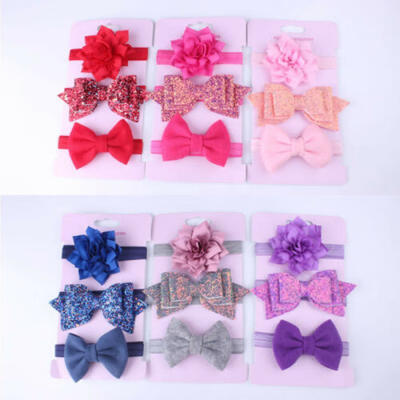 

UK Infant Baby Girls Bow Headband Newborn Elastic Hairband Hair Accessories