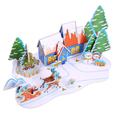 

New DIY Miniature Mini Christmas Paper House Puzzles Set Handcraft Cute Kids Toy