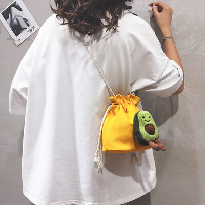 

Canvas small bag female 2019 new net red ocean mini bucket bag Korean version of the simple wild shoulder Messenger bag