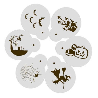 

6Pcs Bat Spider Web Pumpkin Cake Stencils Spray Mold Bakeware Decorating Tool