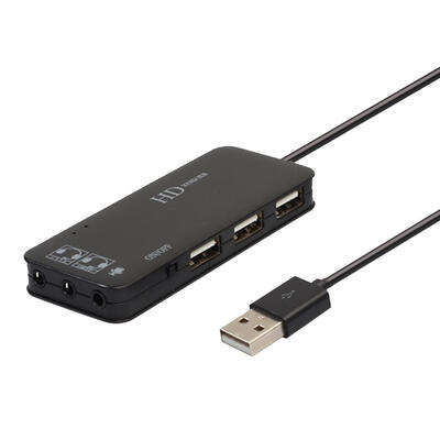 

3 Port USB20 Hub with External Sound Card Headset Microphone Adapter