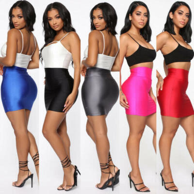 

Summer Womens Tight Pencil Bandage Skirt Stretchy High Waist Mini Short Bodycon