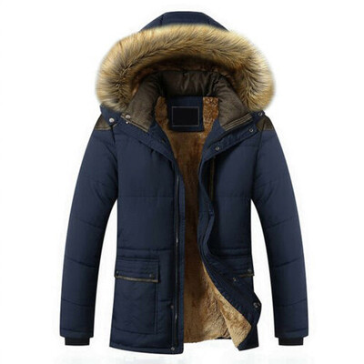 

Mens Winter Warm Fur Collar Thick Parka Coat Outwear Hooded Plus Jackets Trench