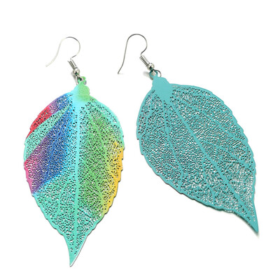 

New Design Vintage Style Colorful Natural Leaf Dangle Earrings Long Pendant Drop Earrings For Women