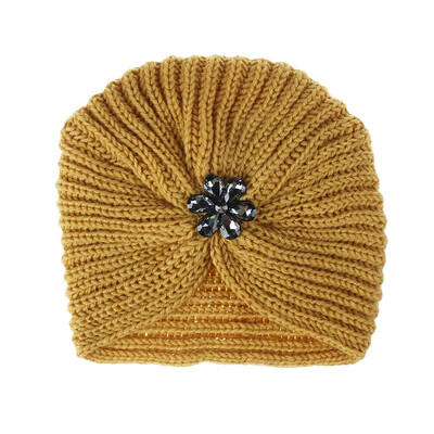 

Tailored Women Girls Keep Warm Winter Crystal Flower Knitted Hat Wool Hemming Hat Ski Hat