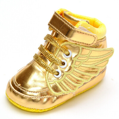 

3-12M Autumn Winter Baby Girl Sneakers Soft Soled Anti-Slip First Walkers With Wings Golden Glitters