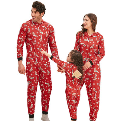 

Family Christmas Elk Hooded Jumpsuit Pajama
