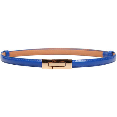 

Fashion Faux Leather Women Slim Belt Metal Buckle Solid Color Strap Waistband