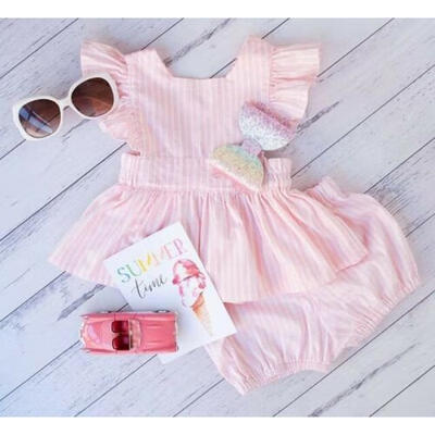 

Toddler Kids Baby Girls Striped Tops Dress Pants Shorts Briefs Outfits Clothes