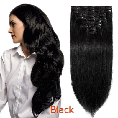 

100 Human Hair Real Thick Women Girls Long Straight Full Head Hair Extension Clip In Hair Extension
