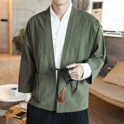 

Toponeto Mens Vintage Baggy Cotton Linen Solid Half Sleeve Retro T Shirts Tops Blouse