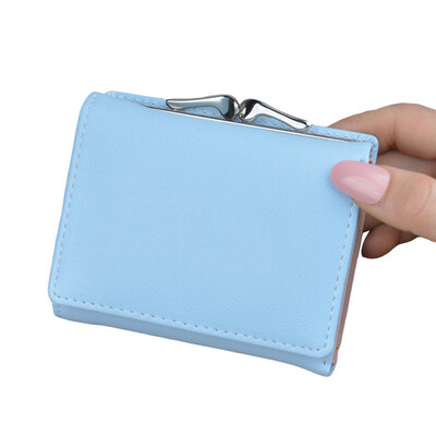 

Casual Women Kiss Lock Mini Short Fold Wallet Purse Multi Card Slots Holder Bag