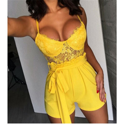 

Sexy Women V-neck Lace Playsuit Bodycon Party Jumpsuit Romper Shorts Trousers Clubwear