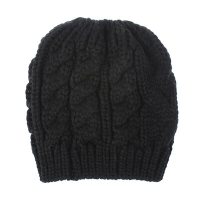 

Womens Girl Stretch Knit Hat Messy Bun Ponytail Beanie Holey Warm Hats Winter
