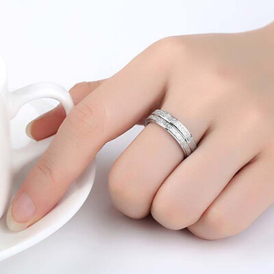 

New Fashion Stainless Steel Double Row Diamond Ring Men&Women Engagement ring Jewelry Accessories
