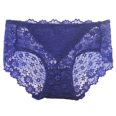 

Fashion Sexy Lace Panties Feminine Solid Color Soft Breathable Underwear Translucent Seamless Mid Waist Briefs