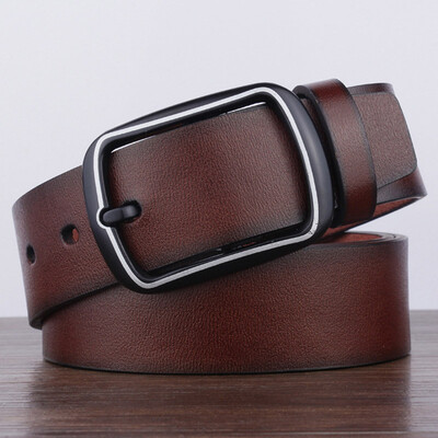 

Hot Selling Retro Men belt High Quality Leather belt for Men Solid Color Simple Pin Buckle wild pants belts Luxury belt 115cm