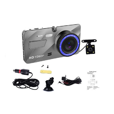

4 Inch 1080P HD Dual Lens Camera 170 Degree Wide Angle Car DVR Video Loop Recording Dash Cam Front Rear Recorder with 4 HD Display