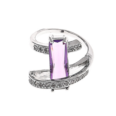 

New Fashion 925 Silver Ring Purple Cut Ring Hollow Diamond Jewelry Birthday Gift Antique Engagement Ring