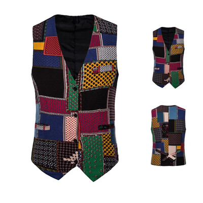 

Toponeto Mens Casual Vintage Ethnic Style Sleeveless Business Vest Top Waistcoat