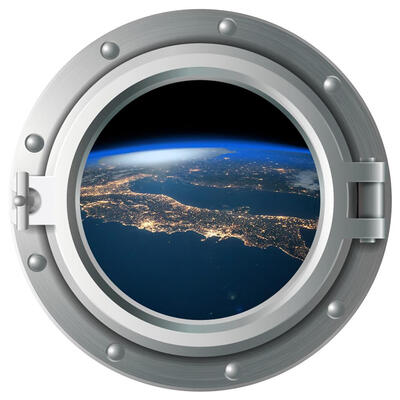 

3D Universe Porthole Wall Stickers PVC Waterproof DIY Decals for Home Decor