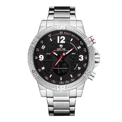 

WEIDE WH6908 Dual Display Two Movement Quartz Digital Men Watch 3ATM Waterproof LCD Backlight Luminous Sport Calendar 24-Hour Alar