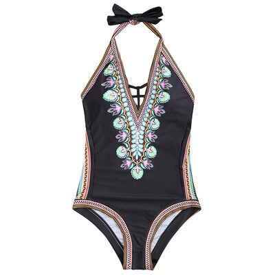 

Low Back Halter Printed Swimsuit