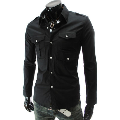 

Mens Long Sleeve Slim Fit Dress Shirt Business Work Luxury Formal Casual T-shirt