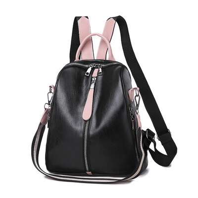 

Shoulder bag lady fashionable small backpack soft leather leisure travel large capacity Korean version schoolbag
