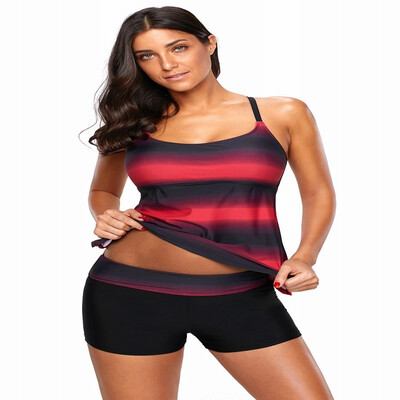 

Tube top cross strap flat angle split with chest pad Plus Size swimsuit