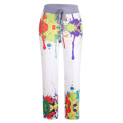 

Womens Trousers Printed Color High Waist Wide-legged Sports Casual Baggy Pants