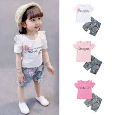 

2PCS Toddler Kid Baby Girl T-Shirt TopsShorts Pants Summer Outfits Clothes Set