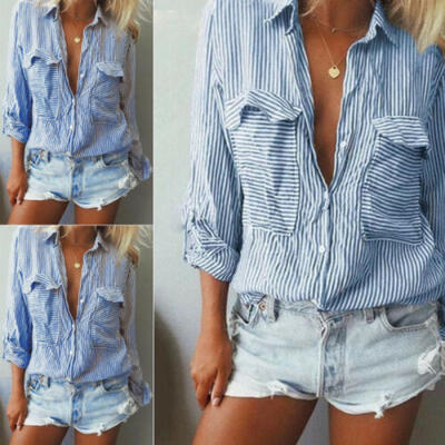 

Women Blouse Tops Holiday Plain Long Sleeve Loose Comfy Casual T-shirt