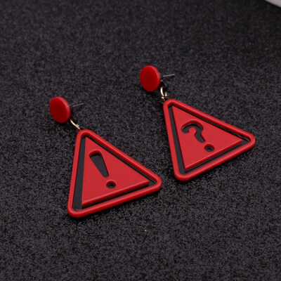 

EK473 Unique Design Big Triangle Drop Earrings Simple Fashion Resin Question & Exclamation Mark Symbol Earring Jewelry Gift