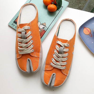 

Summer Korean version of Joker Baotou half slipper lace casual wear toe canvas sandals womens shoes tide
