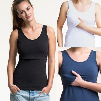 

Women Pregnant Maternity Clothes Nursing Tops Mom Breastfeeding Vest T-Shirt Top