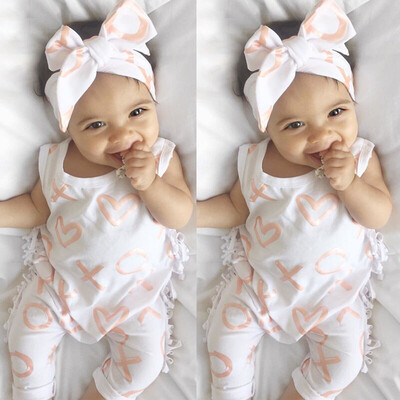 

Newborn Kids Baby Girl BodysuitHeadband Cotton Jumpsuit Romper Outfits Clothes