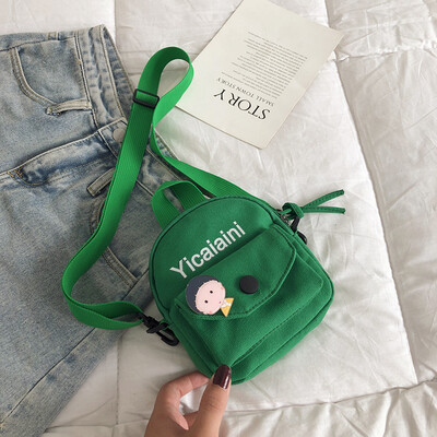 

Fashion personality letter Messenger bag casual wild shoulder canvas bag female 2019 new cartoon cute handbag