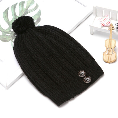 

Tailored Fashion Womens Winter Collar Plus Button Thick knit Warm Hat