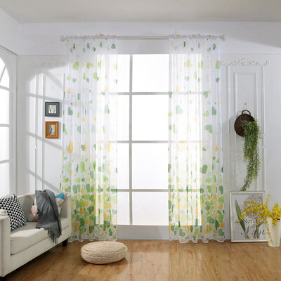 

Polyester Bright Flower Pattern Vines Leaves Tulle Door Window Curtains Drape Panel Sheer Scarf Valances Senior