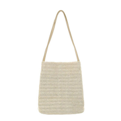 

Fashion Women Solid Color Straw Shoulder Bucket Bag Handbag Tote Storage Pouch