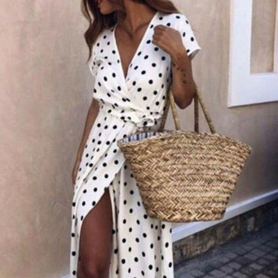 

Women Boho Long Maxi Dress Summer Beach Evening Cocktail Party Floral Sundress
