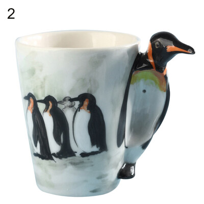 

350ML 3D Hand-painted Seahorse Dolphin Octopus Penguin Ceramic Cup Coffee Mug