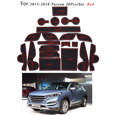 

20pcsset Non-slip Slot Pad Door Groove Cup Holder Mat Car Inner Decor Replacement For Hyundai Tucson 2015-2018