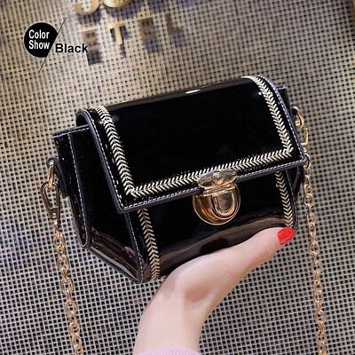 

Fashion Patent Leather womens shoulder bag small crossbody bags for women 2019 soft Mini Embroidery Flap Chain Messenger Bags