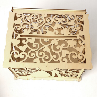 

New Hot Hollow Design DIY Wedding Card Box With Lock And Card Sign Gift Card Diy Rustic Hollow Wedding Money Box Unique Foldable